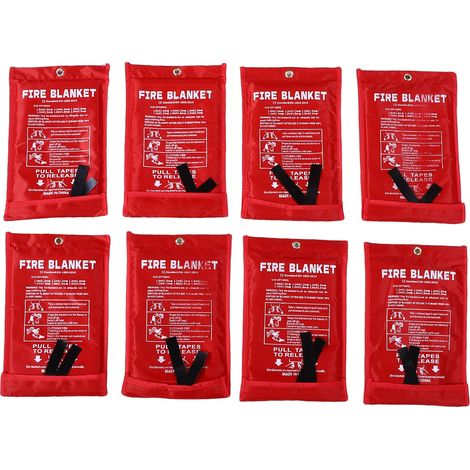GARRYFIZH ‌8 couvertures ignifuges‌ en fibre de verre - 1x1 m - pour cuisine, maison, urgence - avec sacs de rangement