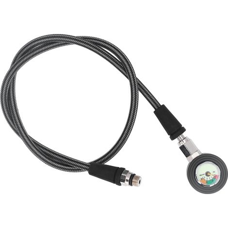 Manomètre de plongée résiduel, tube tressé en fibre de carbone lumineux, manomètre BCD, tuyau haute pression 80cm -KZQ (1/5)
