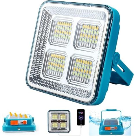 Projecteur LED Rechargeable 7000LM, Solaire, 4 Modes, 12000mAh, USB, Lampe de Travail Pliable (1/5)