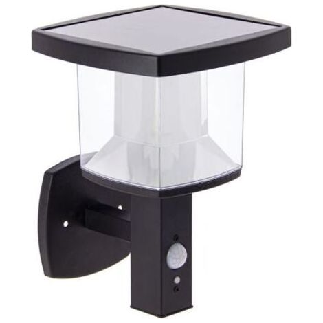 Panneau lumineux solaire mural étanche IP44, 600 lm, avec capteur de mouvement et 3 modes d’éclairage (crépuscule, mouvement, continu), couleur noire – Idéal pour extérieur, jardin, allée, entrée (1/5)