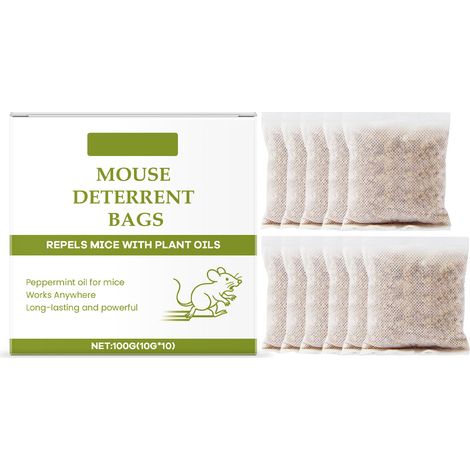 20 sachets anti-souris à base d'huiles essentielles pour l'intérieur et l'extérieur. Sans odeur irritante. Sans danger pour les enfants et les animaux domestiques. Protection longue durée pour toute l (1/3)