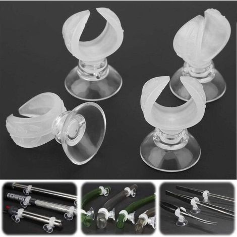 Set mit 4 Saugnäpfen zur Befestigung von Aquarien-Luftschläuchen, Saugnäpfe mit Klemmen für Aquarien-Luftschläuche (1/4)