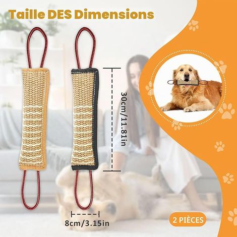 Burlap Sausage Dog Toy with 2 Handles Dog Toy for Training, Tugging and Games, 30 cm Long (1/4)