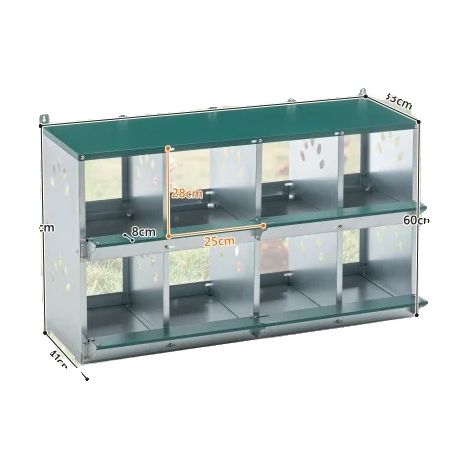 Cajas apilables, 8 compartimentos, sistema extraíble para recoger huevos, 8 agujeros. (1/2)