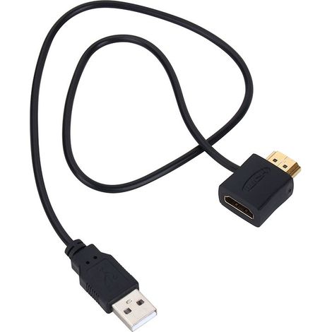 Adaptateur HDMI Mâle vers Femelle avec Câble d'Alimentation USB 2.0 de 50cm (1/5)