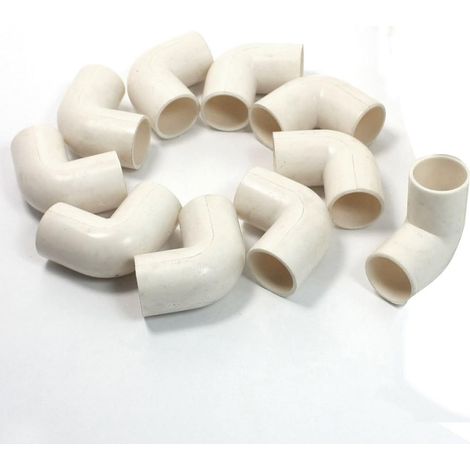 10pcs Coude PVC 16mm Dia Intérieur 90 Degrés Connecteur Raccord De Tuyau Blanc (1/2)