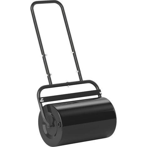 Rouleau à gazon noir de 50 cm (20 pouces) pour aplanir le sol - Pousser ou tirer - Capacité de 38 litres (10 gallons) - À remplir d'eau ou de sable (1/5)