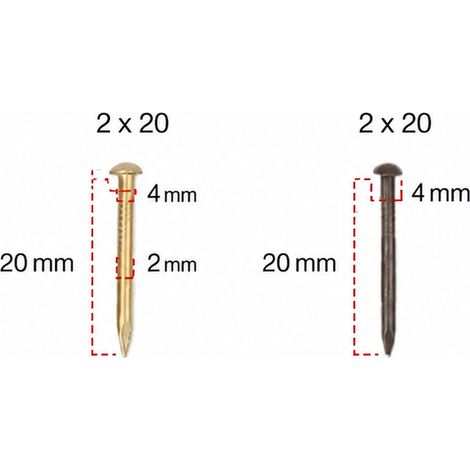 Clous décoratifs en laiton à tête ronde, bronze antique, 2 × 20 mm, 50 pièces 2 20mm 50 bronze 2 × 2 × 0,2 cm 28 g – Livraison gratuite
