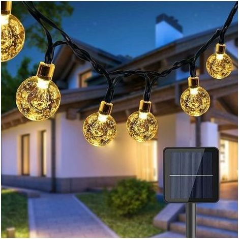 50 Led 7m Guirlande Lumineuse Exterieure, Ampoule Solaire Boule, Lumière Etanche 8 m Mdes pour le Jardin Intérieur et Extérieur, Noël, Terrasse, Patio, Fête [Classe d'Efficacité Energétique A++++] (1/5)