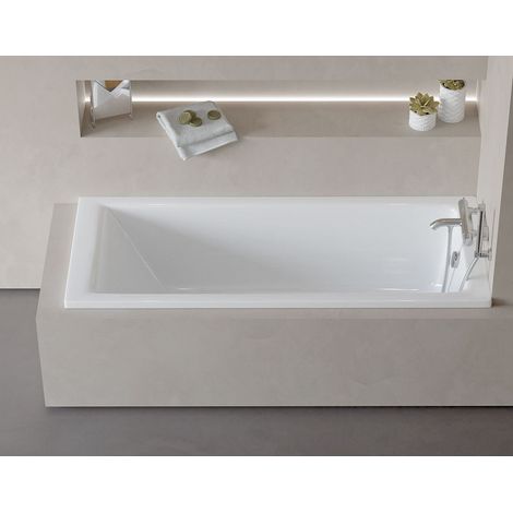 Sanycces – Baignoire rectangulaire encastrable 160x70 cm – Acrylique blanc brillant – 170 litres – Pour salle de bain élégante