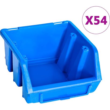 Maison Exclusive - Kit de bacs de stockage avec panneaux muraux 96 pcs Bleu (1/5)