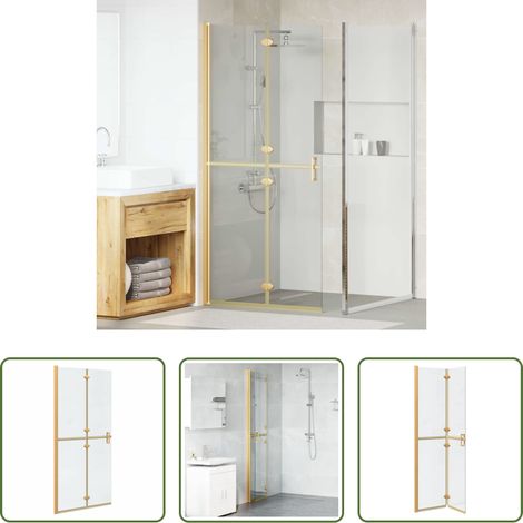 vidaXL Paroi de douche à l'italienne Doré 90 x 6.5 x 190 cm (1/5)