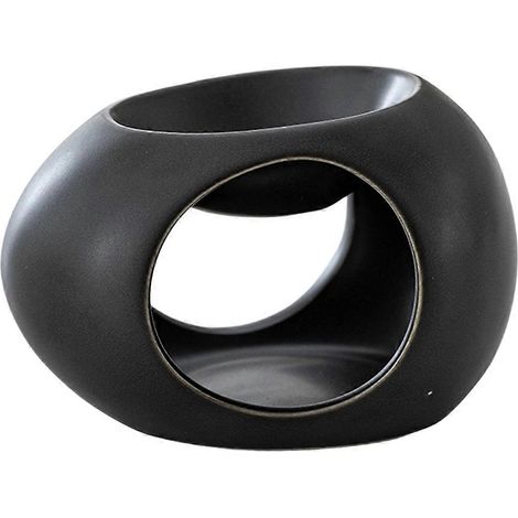 Bougeoir chauffant noir simple en céramique, diffuseur d'huiles essentielles à bâtonnets, brûleur d'encens pour aromathérapie domestique B (1/5)