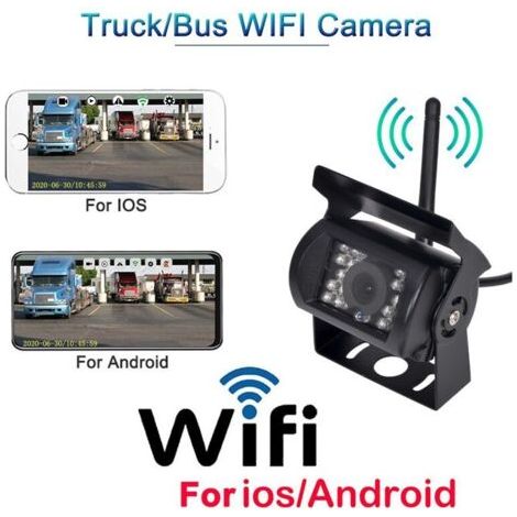 Caméra de recul sans fil WIFI HD 12V-24V – Grand angle 170° – Vision nocturne IP67 – Transmission 50m – Compatible iOS et Android (1/4)
