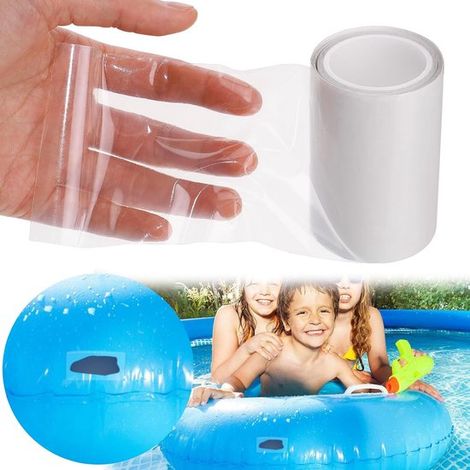 Kit de réparation de patchs gonflables - rouleau de 1,5 m x 7 cm de ruban de réparation de piscine étanche en TPU - patch de piscine - château (1/5)