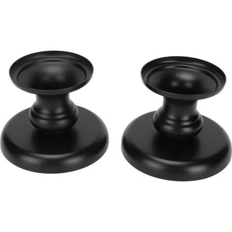 Set de 2 Bougeoirs Fuselés Noirs Mat, Fer Vintage, Supports de Bougies pour Restaurant, Déco de Table Élégante (1/5)
