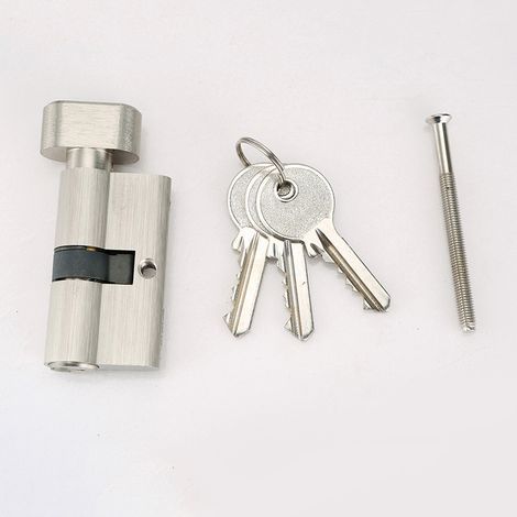 30x30 mm Knob Lock Cylinder for Exterior/Entrance Doors, 4 Pins, 3 Keys, Nickel Plated (1/5)