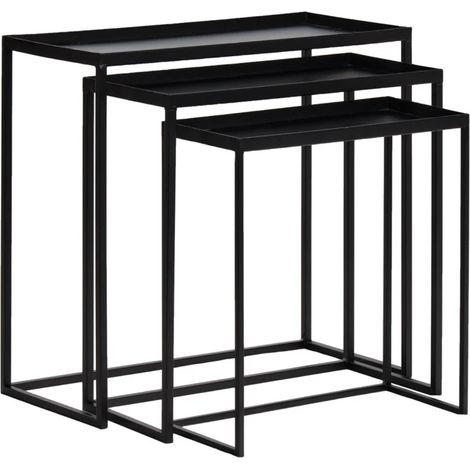 Set 3 tables d'appoint / Consoles gigognes en métal noir - JOEY 3478 (1/5)