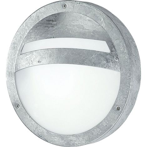Applique d'extérieur applique ronde pour éclairage de façade extérieur acier galvanisé, verre blanc, LED 7W 900Lm blanc chaud, DxH 28,5x8,3 cm
