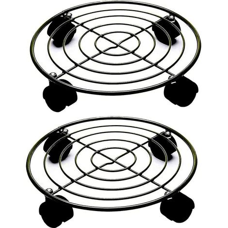 Chariot à plantes robuste en acier antirouille avec roulettes de 77,5 cm, support à plantes roulant, lot de 2 pots mobiles pour intérieur et extérieur, cadeau idéal (1/5)