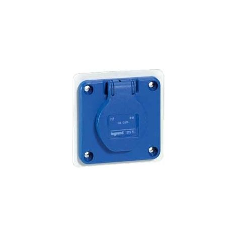 Legrand – Prise P17 à brochage domestique 16A – 250V – 2P+T – IP54 – Fixation sur plastrons pleins ou pré-percés – Pour chantiers humides (1/4)