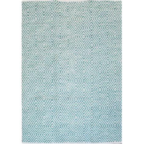 Tapis Géométrique Fait Main "Aperitif" Turquoise 160 x 230 cm (1/4)