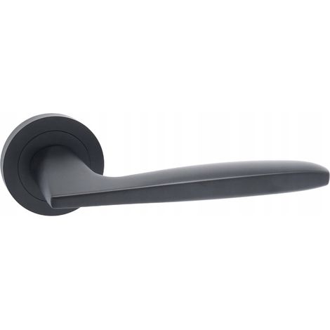 Poignée de porte Domino Mia-R sur rosace ronde, noire, design moderne