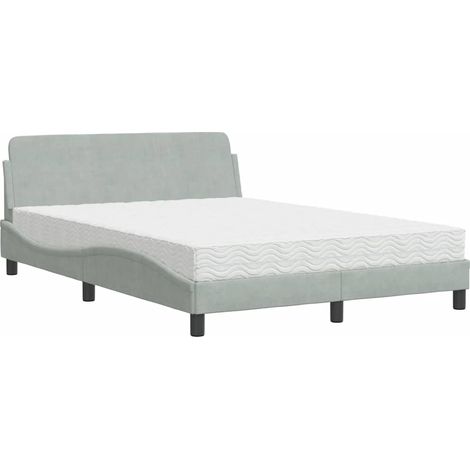 Maison Exclusive - Bett mit Matratze "Dover" Hellgrau 140x200 cm (1/5)