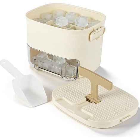 Cubitera, cubitera tipo cajón con pala para hielo, máquina de cubitos de hielo de fácil extracción para bebidas y cócteles del congelador (1/5)