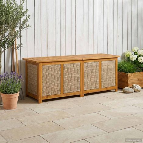 vidaXL Boîte de Rangement de Jardin 185 L Bois d'Acacia Massif Beige (1/5)