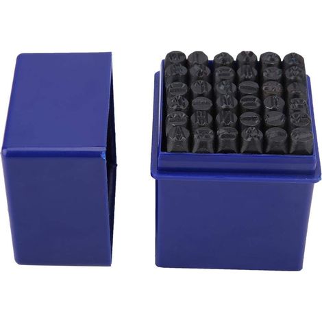 Dioche Lot de 36 tampons lettres et chiffres de 8 mm en acier au carbone/A-Z et 0 à 9 lettres à frapper chiffres et lettres pour métal, bois, cuir (1/5)
