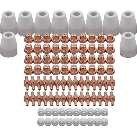 Kit Consommables Standard pour Torche Plasma PT-31 LG-40/JG40 Buse 18866 Électrode 18205 Écran Céramique 18204 pour Découpeurs Cut 40, Cut 50 et CT-312 100 pièces (1/5)