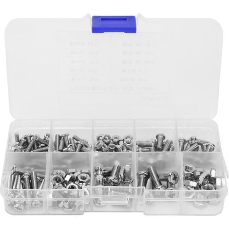 Ensemble de 200 écrous et vis cruciformes en acier inoxydable nickelé, outils de quincaillerie pour instruments classifiés