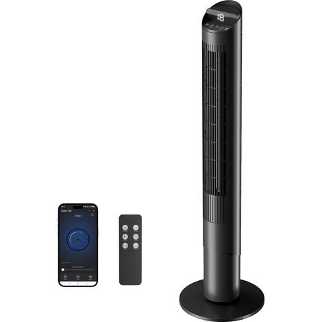 Ventilateur colonne 116 cm avec telecommande et controle WiFi 6 vitesses 4 modes