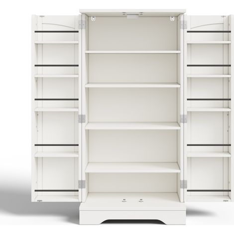 Armario de cocina blanco de MDF 120 x 60 x 40 cm con luz LED y estantes ajustables (1/5)