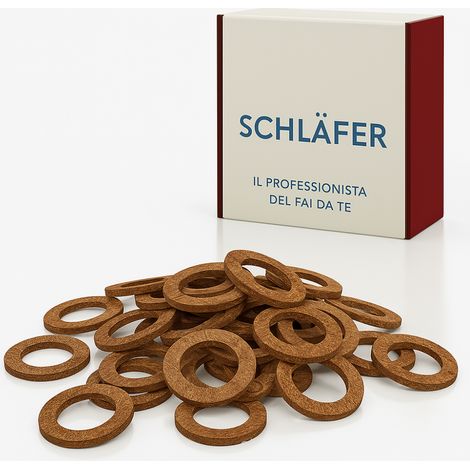 Schläfer 182910 Guarnizioni in Sughero per Regolatore della Bombola Gas GPL, tubi flessibili - 1/2" (17x11x2 mm ) - Confezione da 100 Pezzi