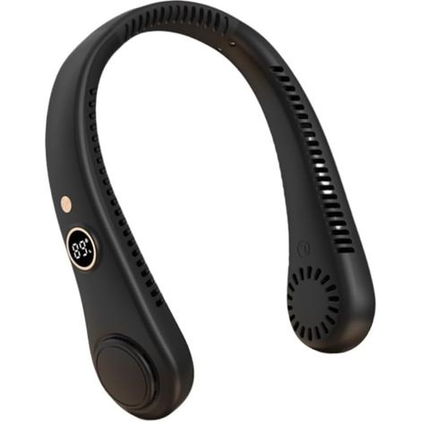 Ventilateur de cou portable sans pale noir – Refroidissement 360° silencieux, 5 vitesses, batterie longue autonomie (1/4)
