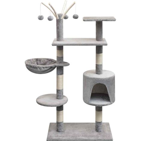 170480 vidaXL Cat Tree with Sisal Scratching Posts 125 cm Grey (1/4)
