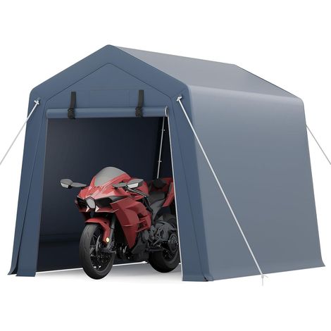 Abri de Stockage Extérieur 1,83 x 2,44 m - Tente Garage Portable Imperméable pour Moto, Vélo et Bois de Chauffage - Gris