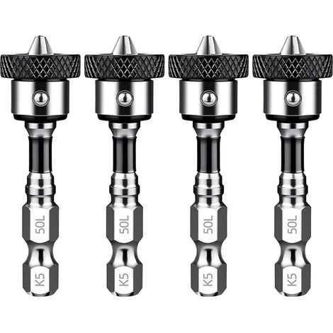 4x Embouts Magnétiques Placo 1/4" 50mm - Vis Plâtre Positionneur De Vis Pour Plaque De Plâtre. Acier Trempé. Aimant Intégré Anti-Chute. (1/5)