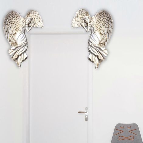 Statue d'ange pour cadre de porte (lot de 2), figurine d'ange d'angle gauche et droite, ornement pour la décoration de la maison, du salon, de la chambre ou du bureau. Artisanat d'art. (1/4)