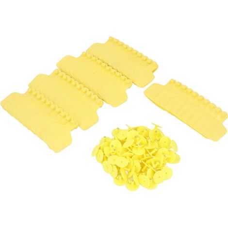100 étiquettes auriculaires vierges en polyuréthane jaune pour bovins (vaches) (1/5)