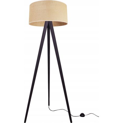 LAMPADA DA TERRA CON TREPPIEDE E PARALUME IN LEGNO 45CM (1/5)
