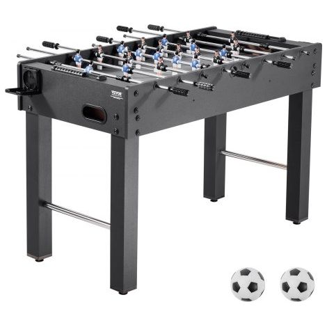 Mesa de Futbolín, Tamaño Estándar, Ideal para Interiores, Hogar, Familia y Sala de Juegos, Juego de Fútbol Resistente, Incluye 2 Pelotas, Marcador y 2 Portavasos, 1212 x 610 x 838 mm, Negro (1/5)