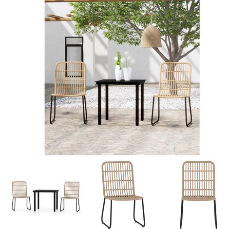 Gartenstuhl - vidaXL 3-tlg. Garten-Essgruppe Eichen-Optik - Eichen-Optik (1/5)