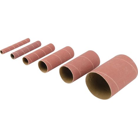 6 Manchon de ponçage, Corindon, Grain 80, Support tissu, Diamètres variés, Pour ponceuse à cylindre oscillant