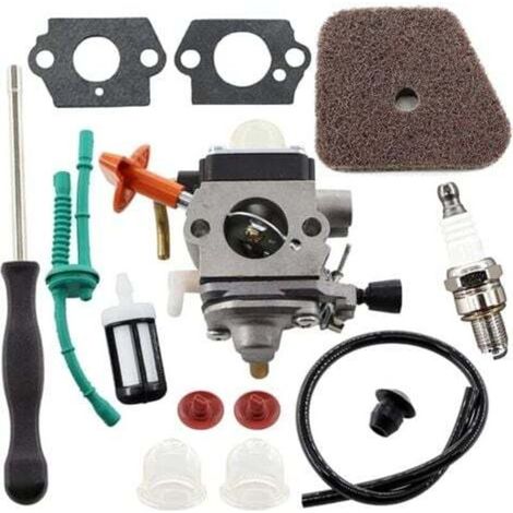 Vergaser-Reparatursatz für Stihl FS87 FS90 FS100 FS110 FS130 HL95 HL100 HT100 HT101 KM90 KM100 KM110 SP90, Teilenummer 4180-120-0610, inklusive Luftfilter und Schraubendreher.