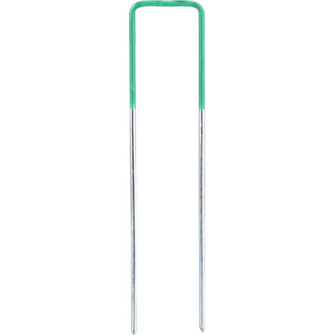 100 clous de fixation pour gazon artificiel à tête carrée en forme de U, peints en vert (1/5)