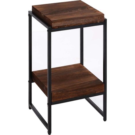 Table à fleurs HHG-840, étagère à fleurs table d'appoint étagère à plantes, certifiée MVG MDF métal, brun foncé, 61cm