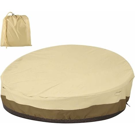 Funda impermeable para sofá cama redonda, funda Oxford 210D resistente y duradera, funda para muebles de jardín, anti-UV, lluvia y viento (beige) (1/5)